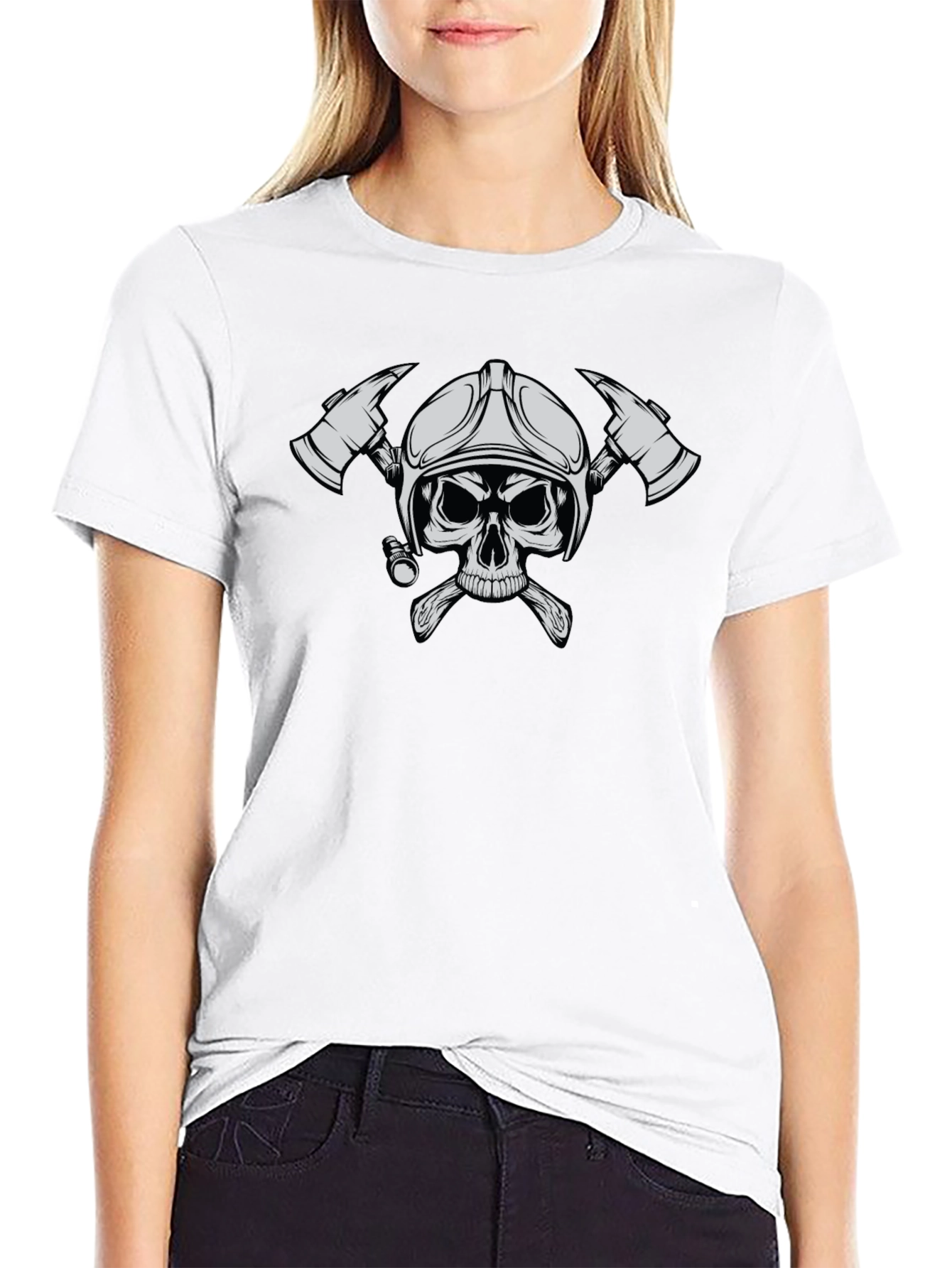 Firefighter Skull T-Shirt - Black