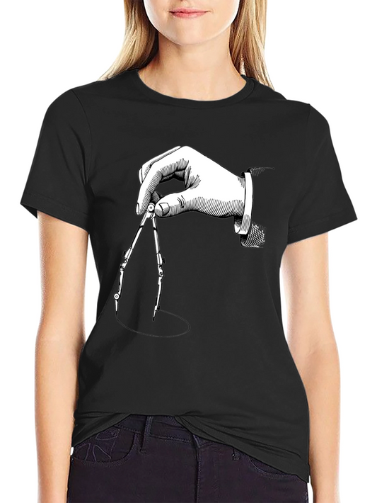 Geometric Compass Graphic Tee - Stylish Black T-Shirt