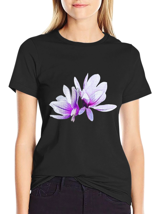 Floral Print Crew Neck Tee - Stylish & Unique