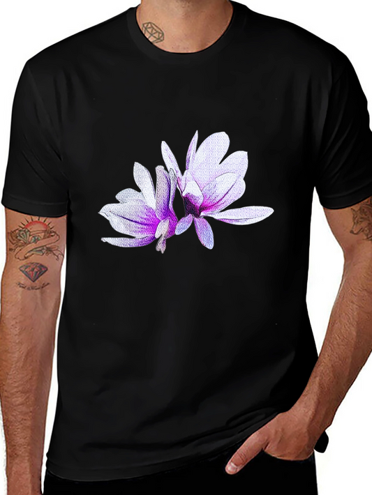 Floral Print Crew Neck Tee - Stylish & Unique
