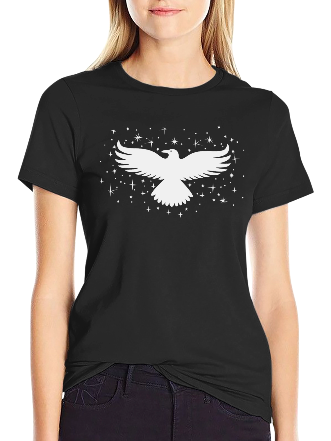 Raven Tee - Black Cotton Blend with Starry Design
