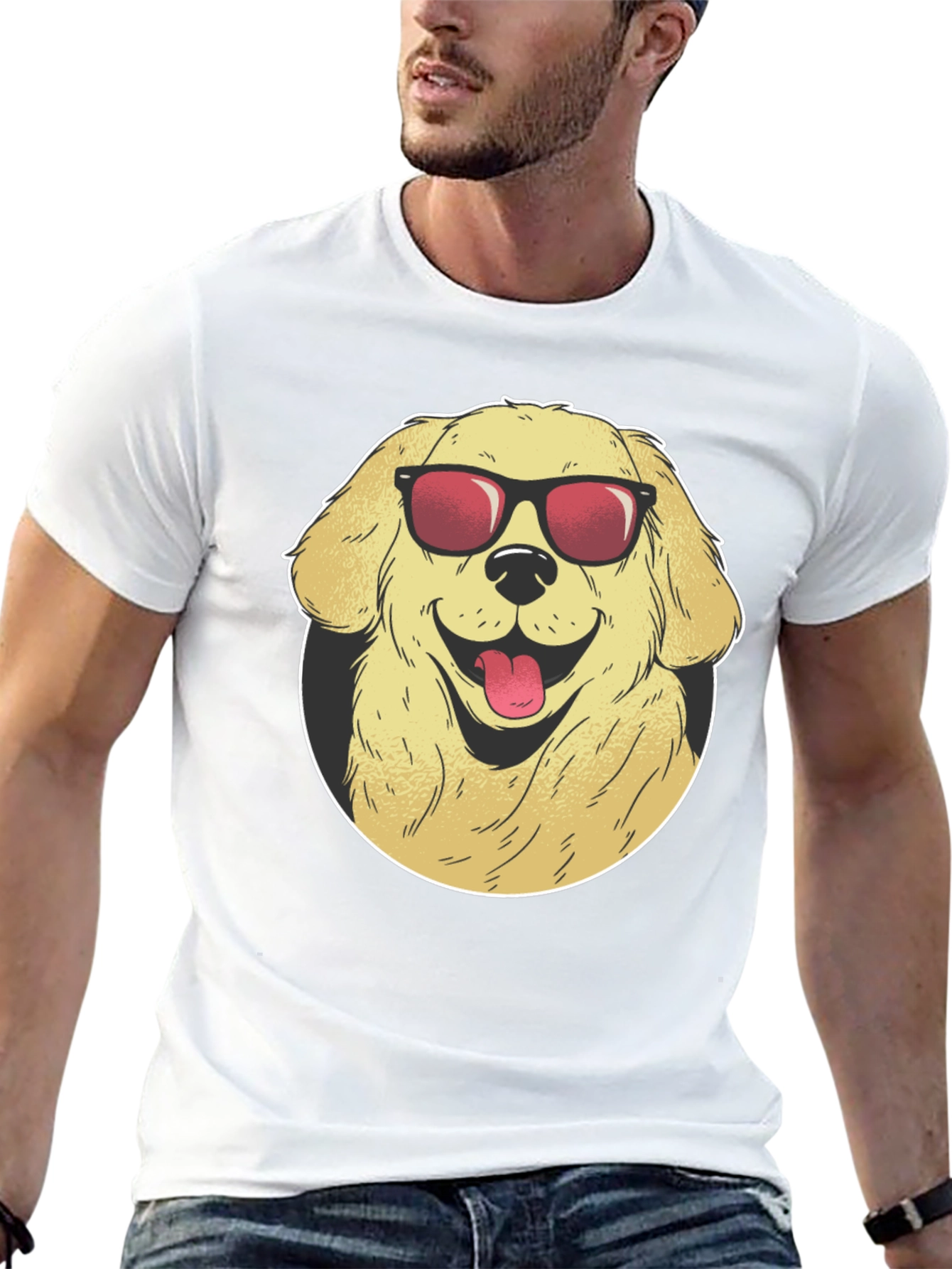 Cool Dog Graphic Tee - Black Cotton T-Shirt