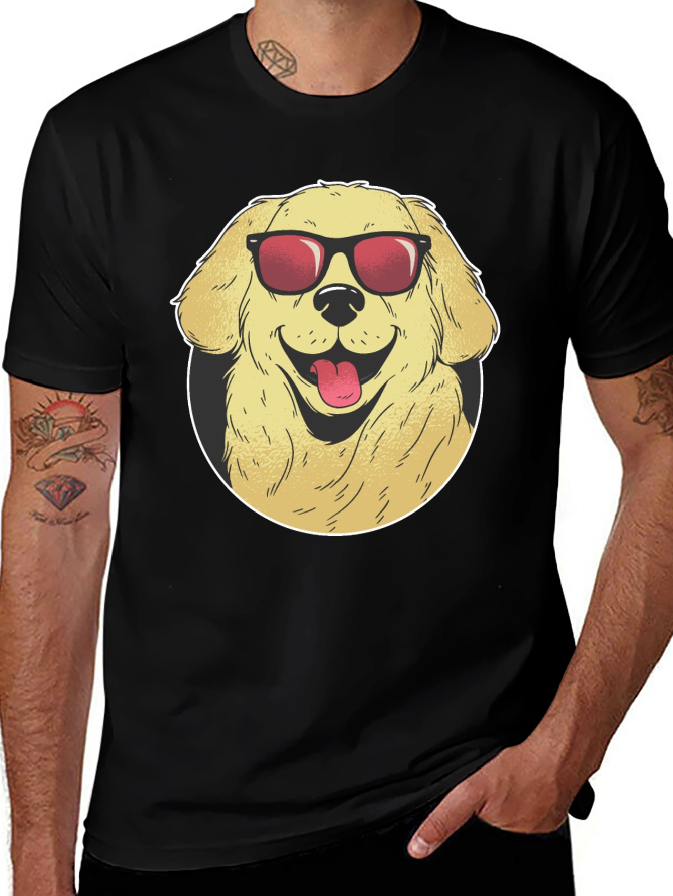Cool Dog Graphic Tee - Black Cotton T-Shirt