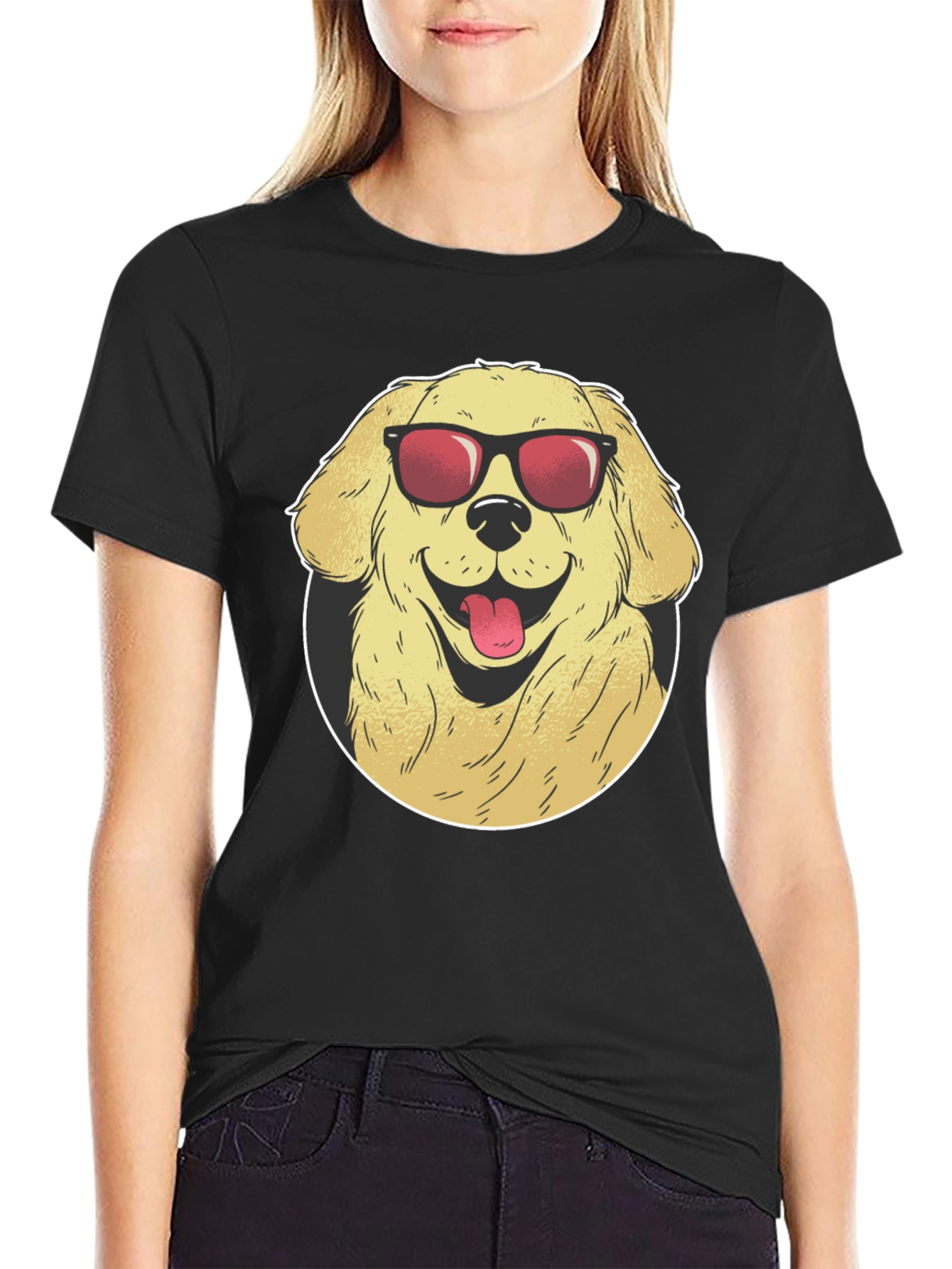 Cool Dog Graphic Tee - Black Cotton T-Shirt