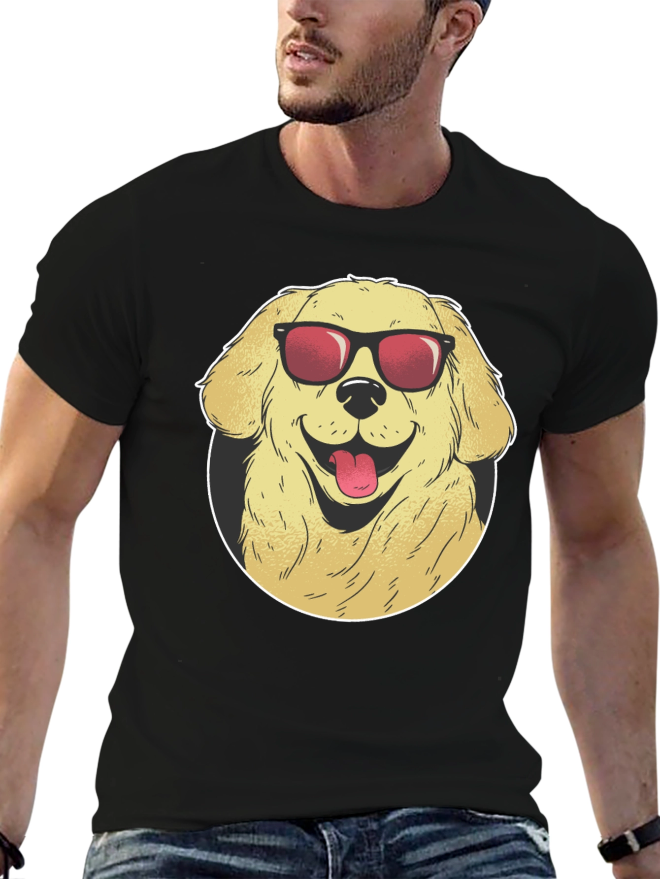 Cool Dog Graphic Tee - Black Cotton T-Shirt