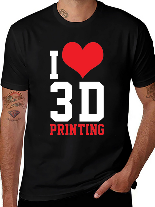I Heart 3D Printing Graphic Tee - Black Cotton Shirt