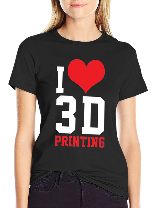 I Heart 3D Printing Graphic Tee - Black Cotton Shirt
