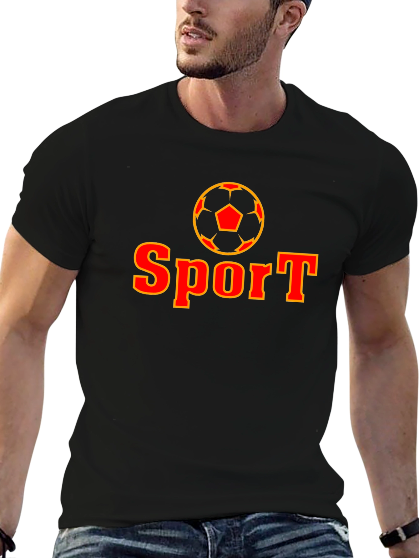 Sport Soccer Graphic T-Shirt - Black