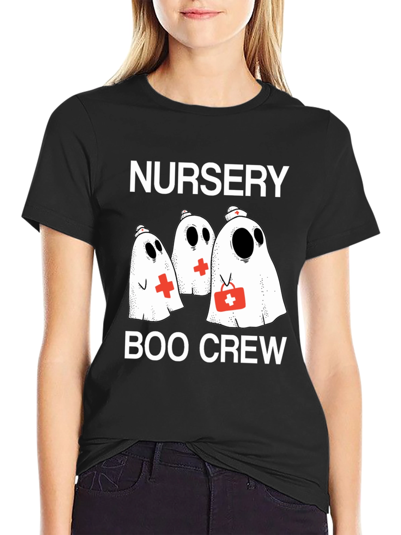 Nursery Boo Crew T-Shirt - Spooky Nurse Ghosts