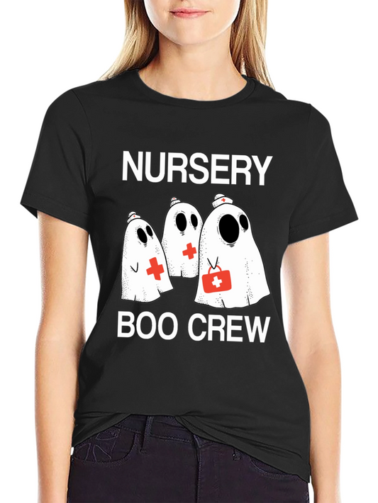 Nursery Boo Crew T-Shirt - Spooky Nurse Ghosts