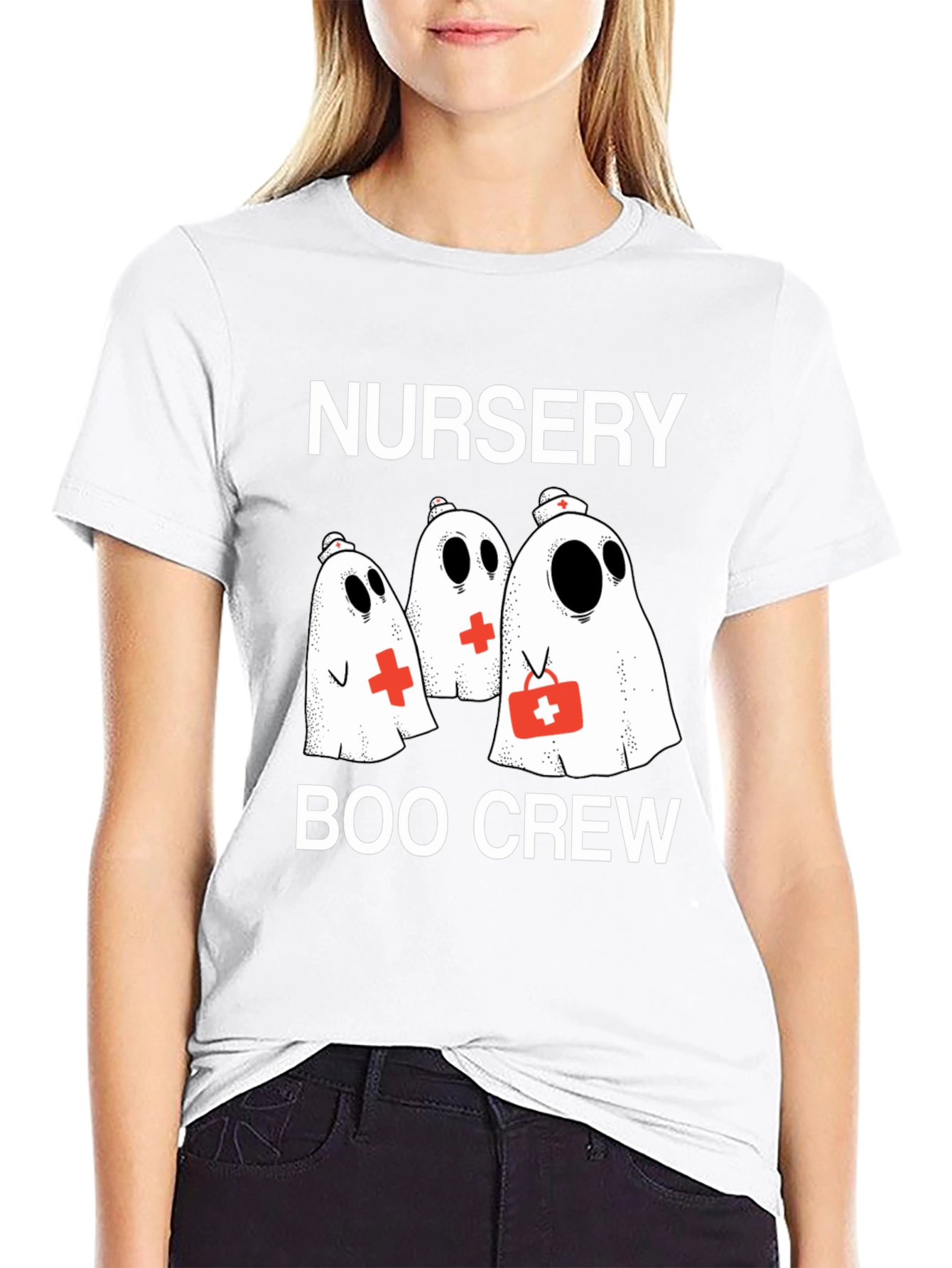 Nursery Boo Crew T-Shirt - Spooky Nurse Ghosts