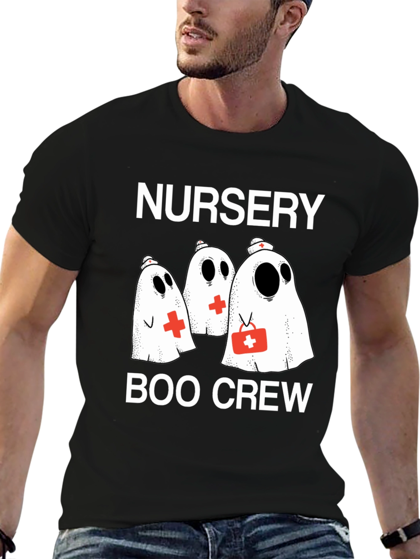 Nursery Boo Crew T-Shirt - Spooky Nurse Ghosts