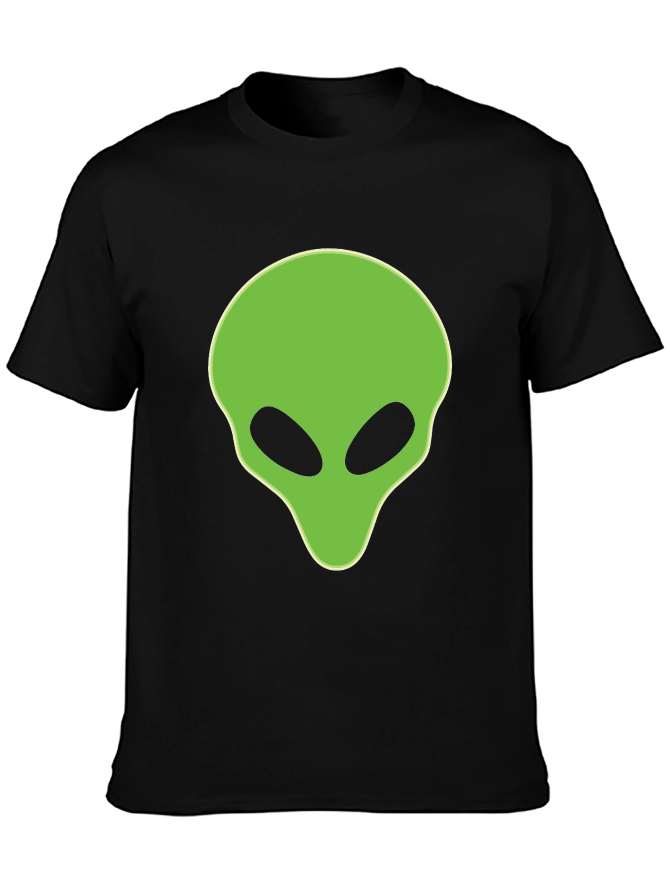 Alien Head Graphic Tee - Black Cotton T-Shirt