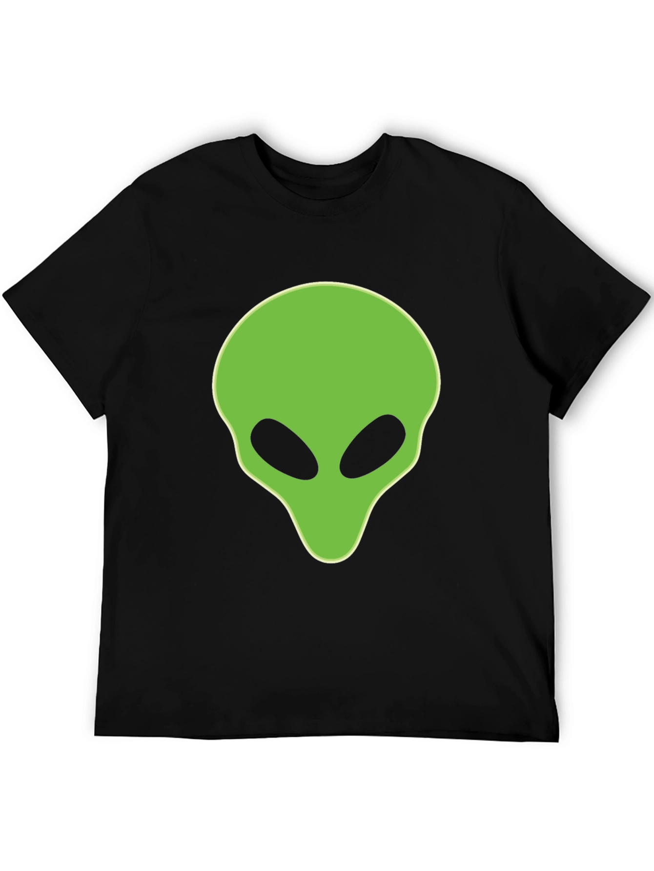 Alien Head Graphic Tee - Black Cotton T-Shirt
