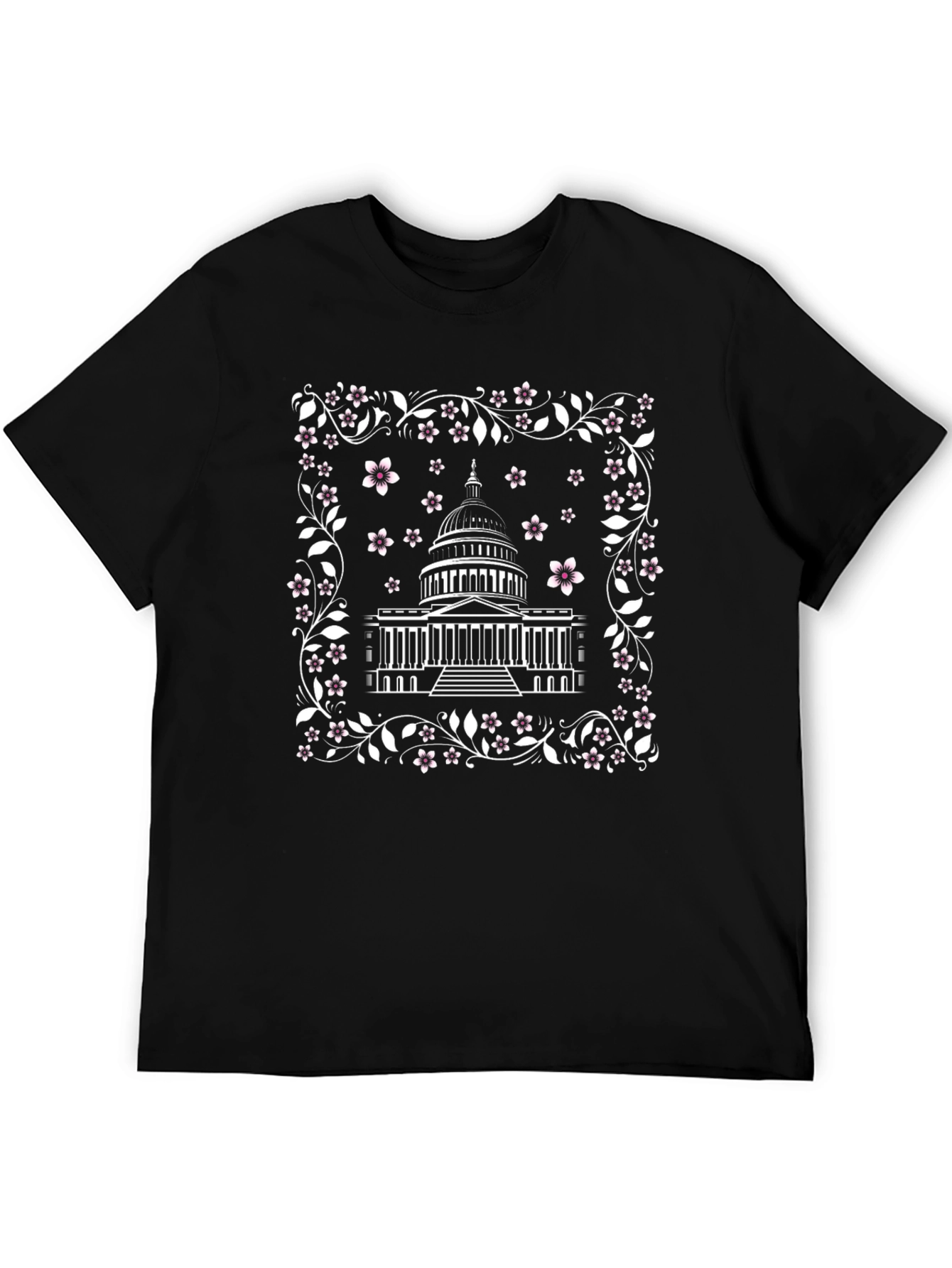 Capitol Building Floral T-Shirt - Black