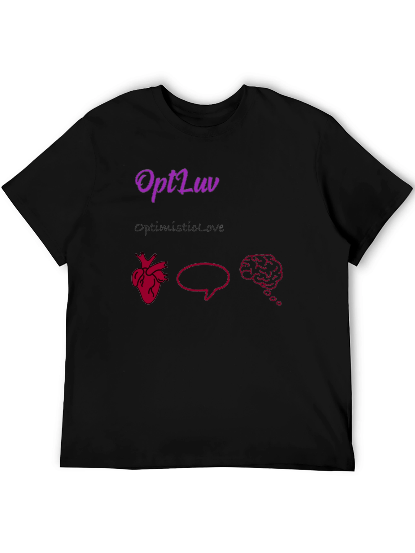OptLuv Heart Mind Black Graphic T-Shirt