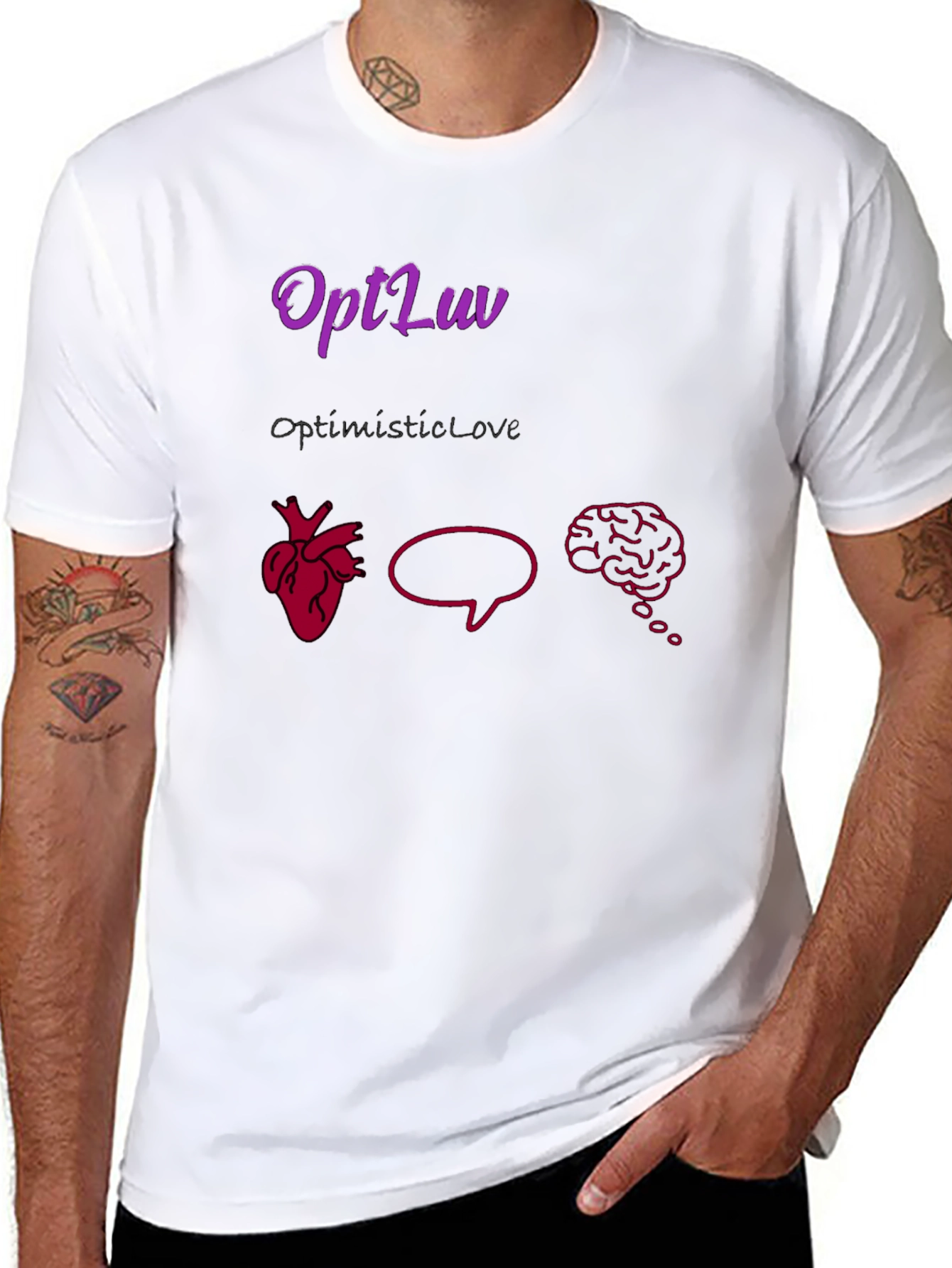 OptLuv Heart Mind Black Graphic T-Shirt
