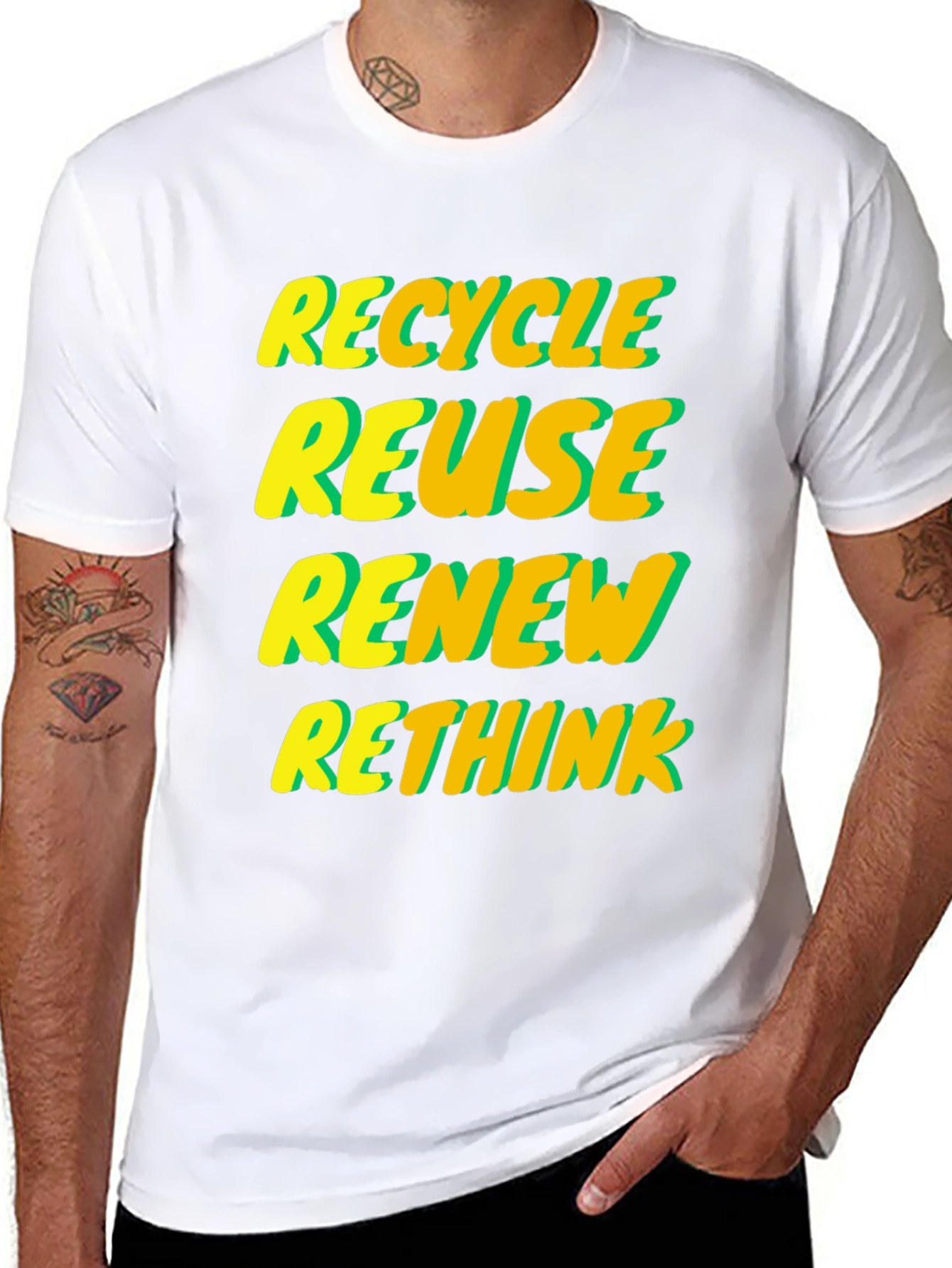 Eco-Friendly Graphic Tee - Recycle Reuse Renew Rethink