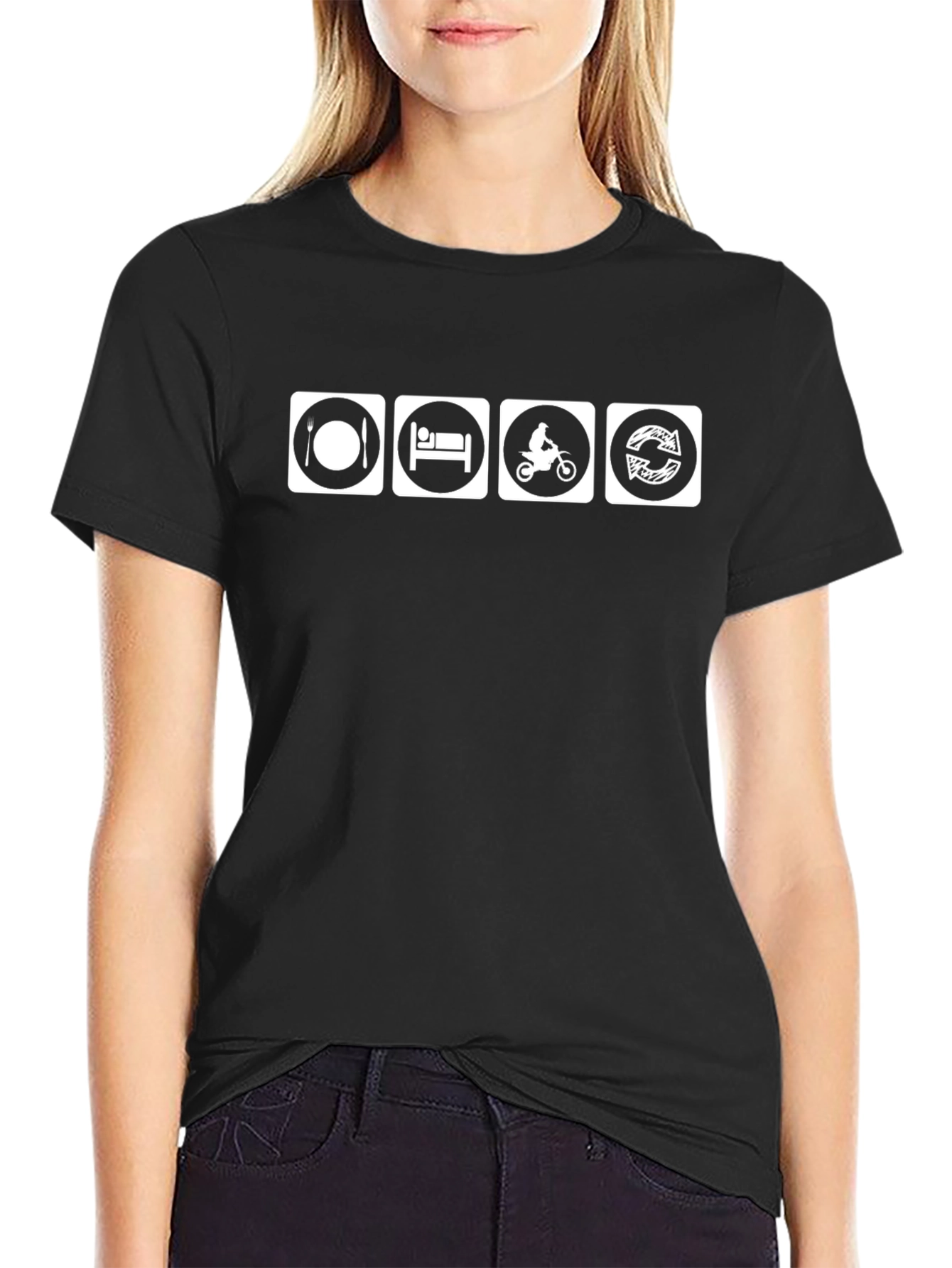 Eat Sleep Ride Repeat Black T-Shirt