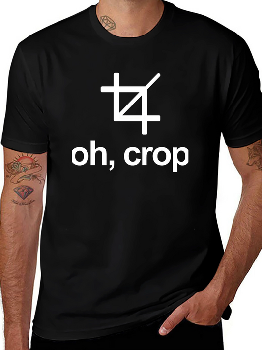 Funny Oh Crop Graphic Tee - Black Cotton T-Shirt