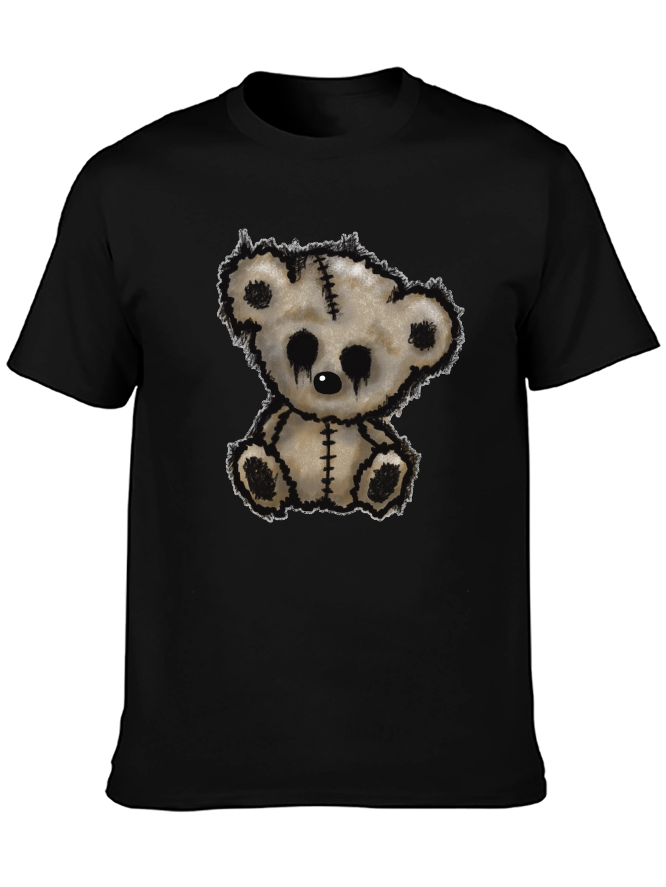 Emo Bear Graphic T-Shirt - Black