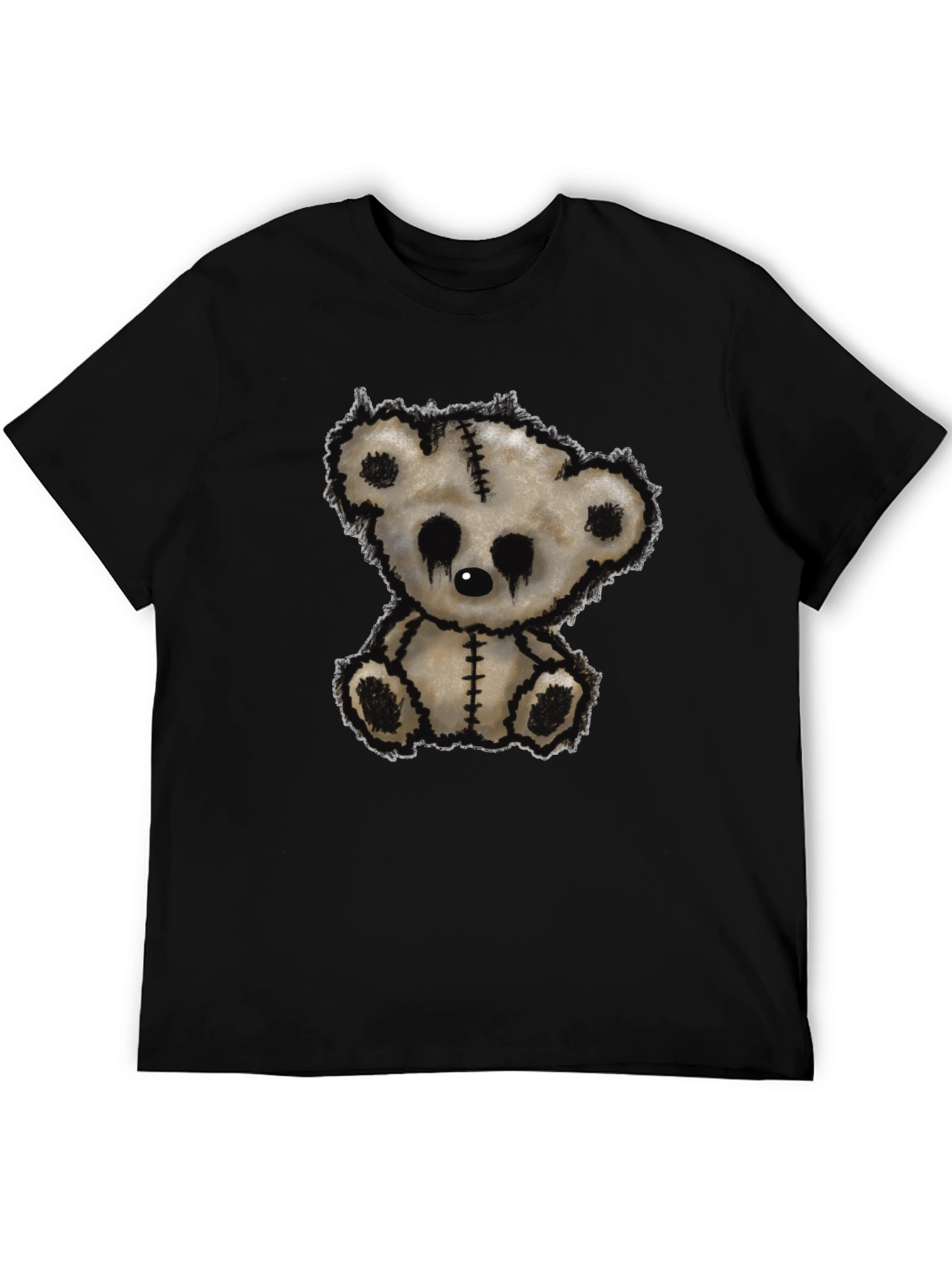 Emo Bear Graphic T-Shirt - Black
