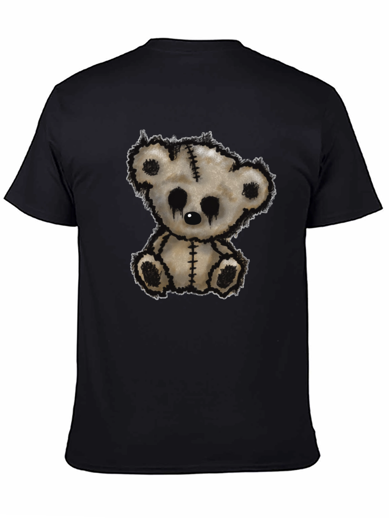Emo Bear Graphic T-Shirt - Black