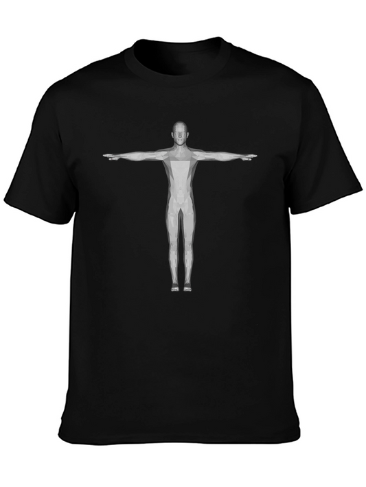 Geometric Human Figure Black T-Shirt