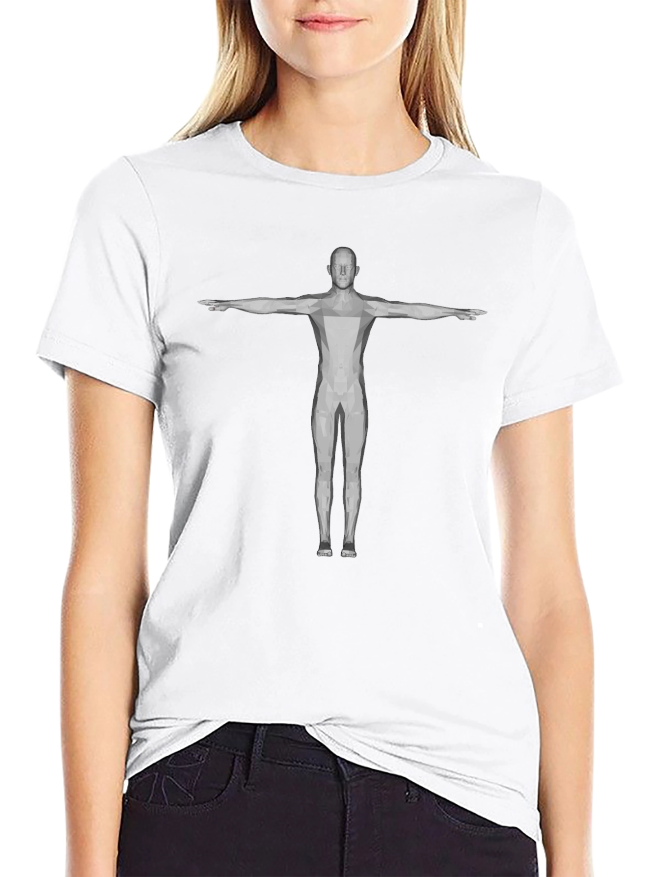 Geometric Human Figure Black T-Shirt
