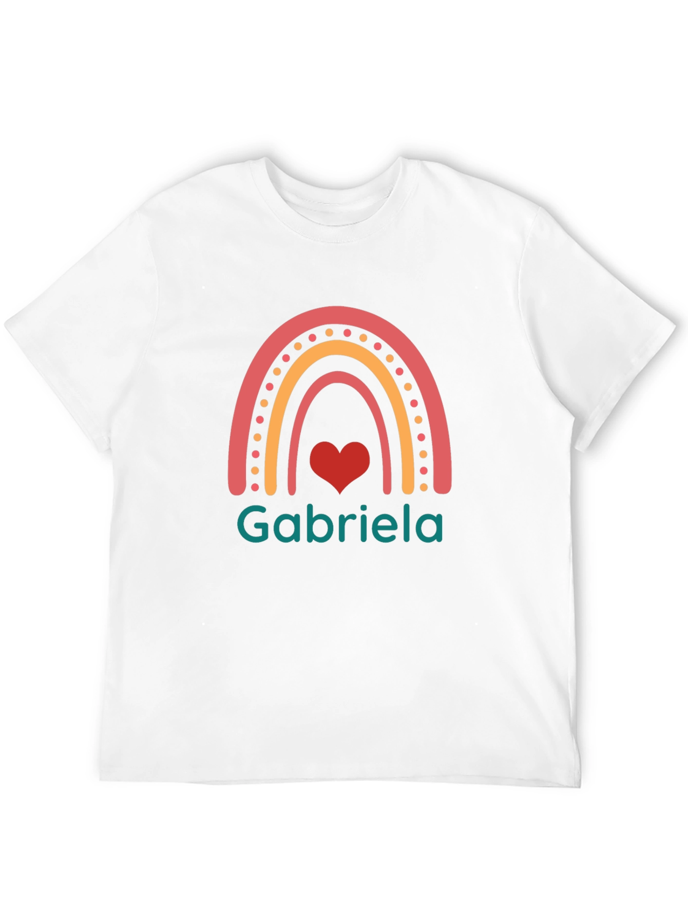 Personalized Rainbow Gabriela Heart Black T-Shirt