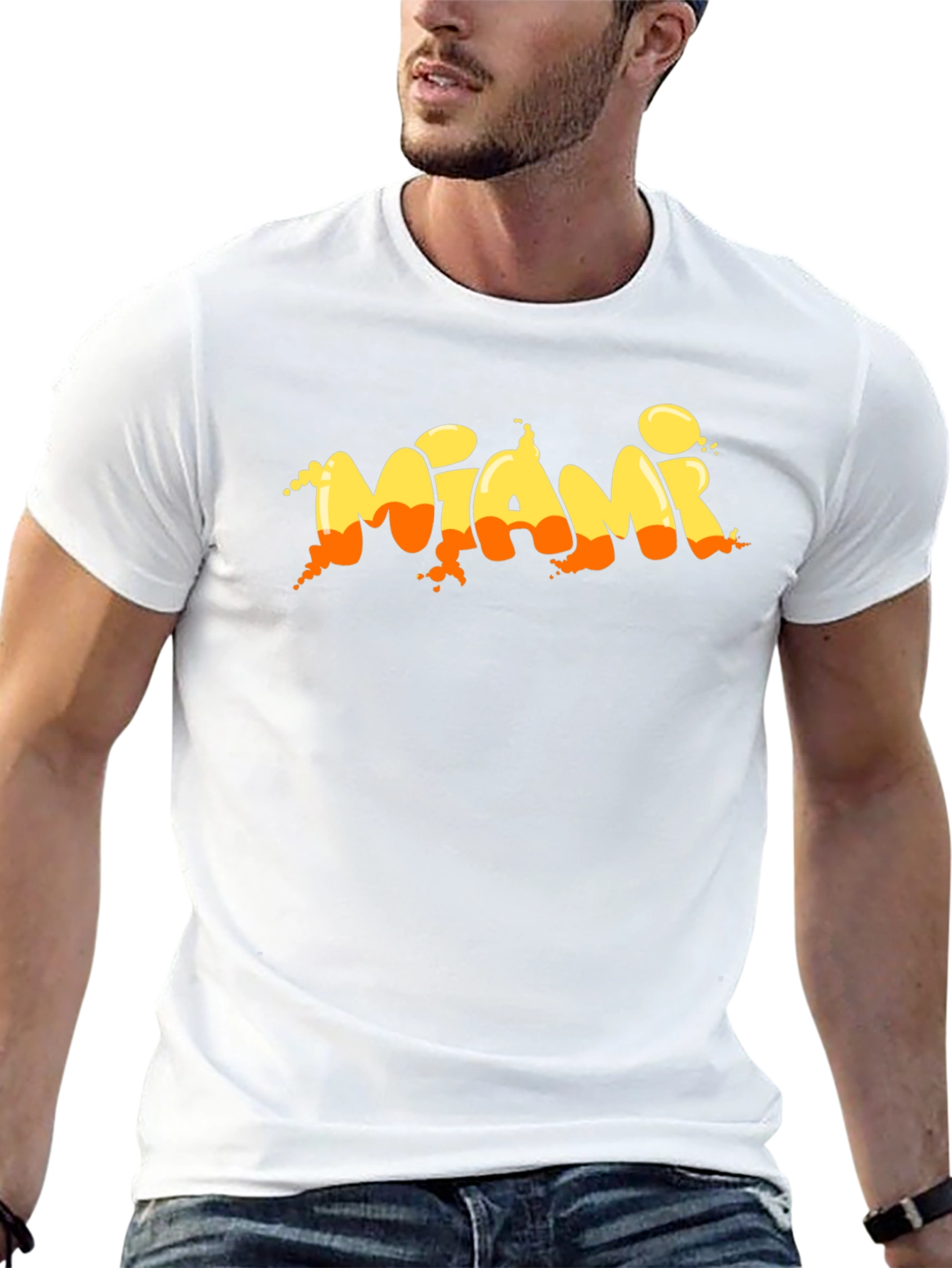 Miami Graphic Print Black T-Shirt