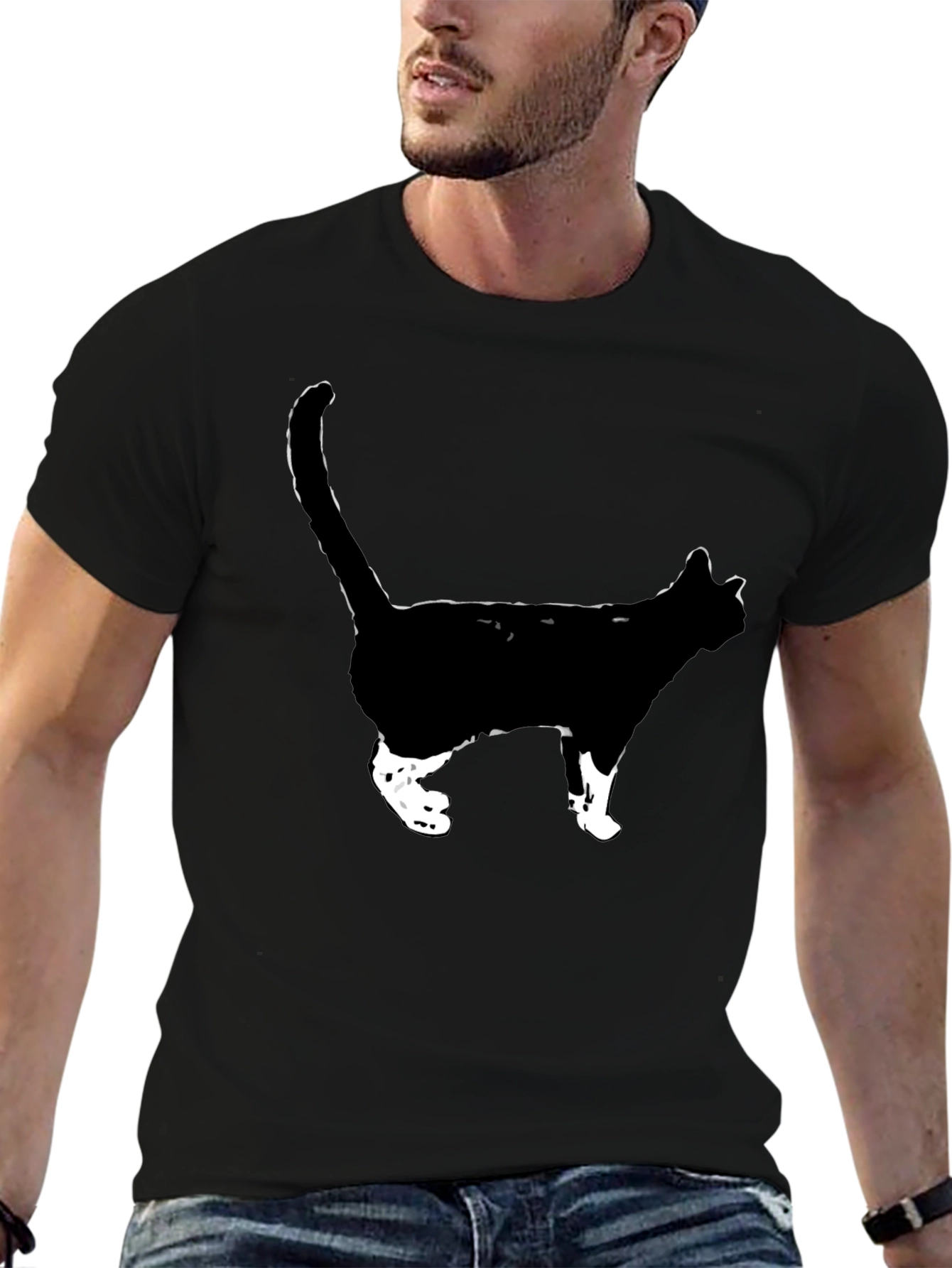 Cool Cat Graphic Tee - Black