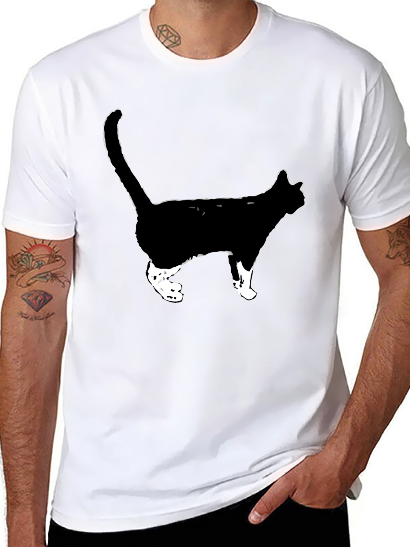 Cool Cat Graphic Tee - Black