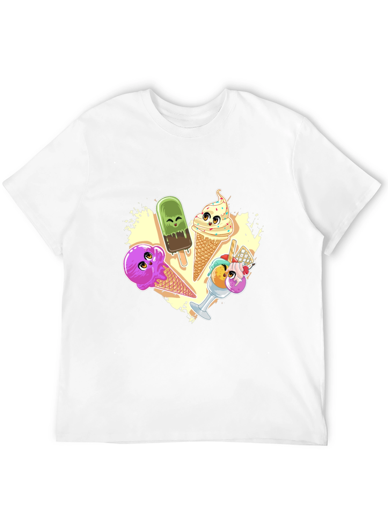 Cute Cartoon Ice Cream Graphic T-Shirt