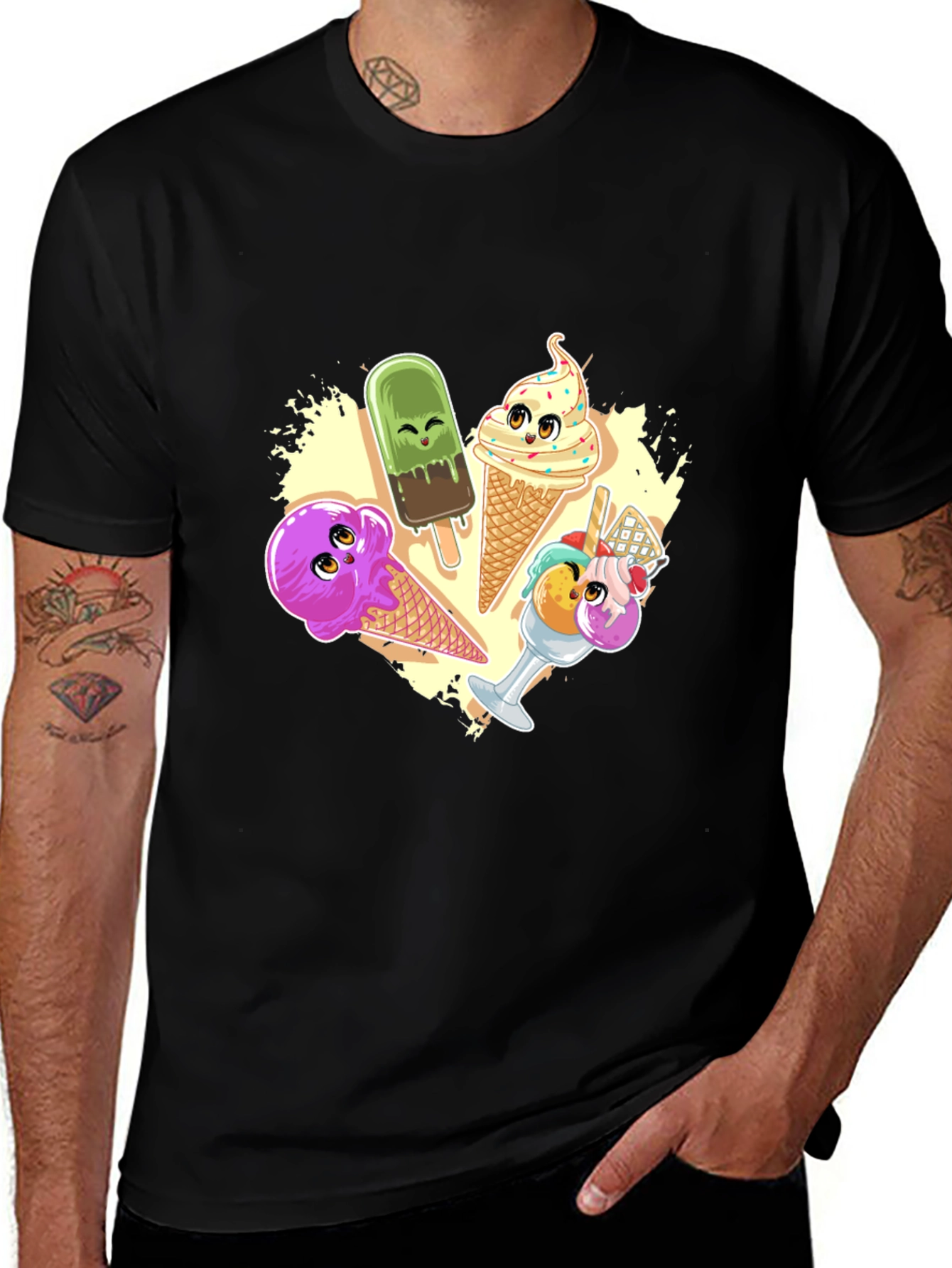 Cute Cartoon Ice Cream Graphic T-Shirt