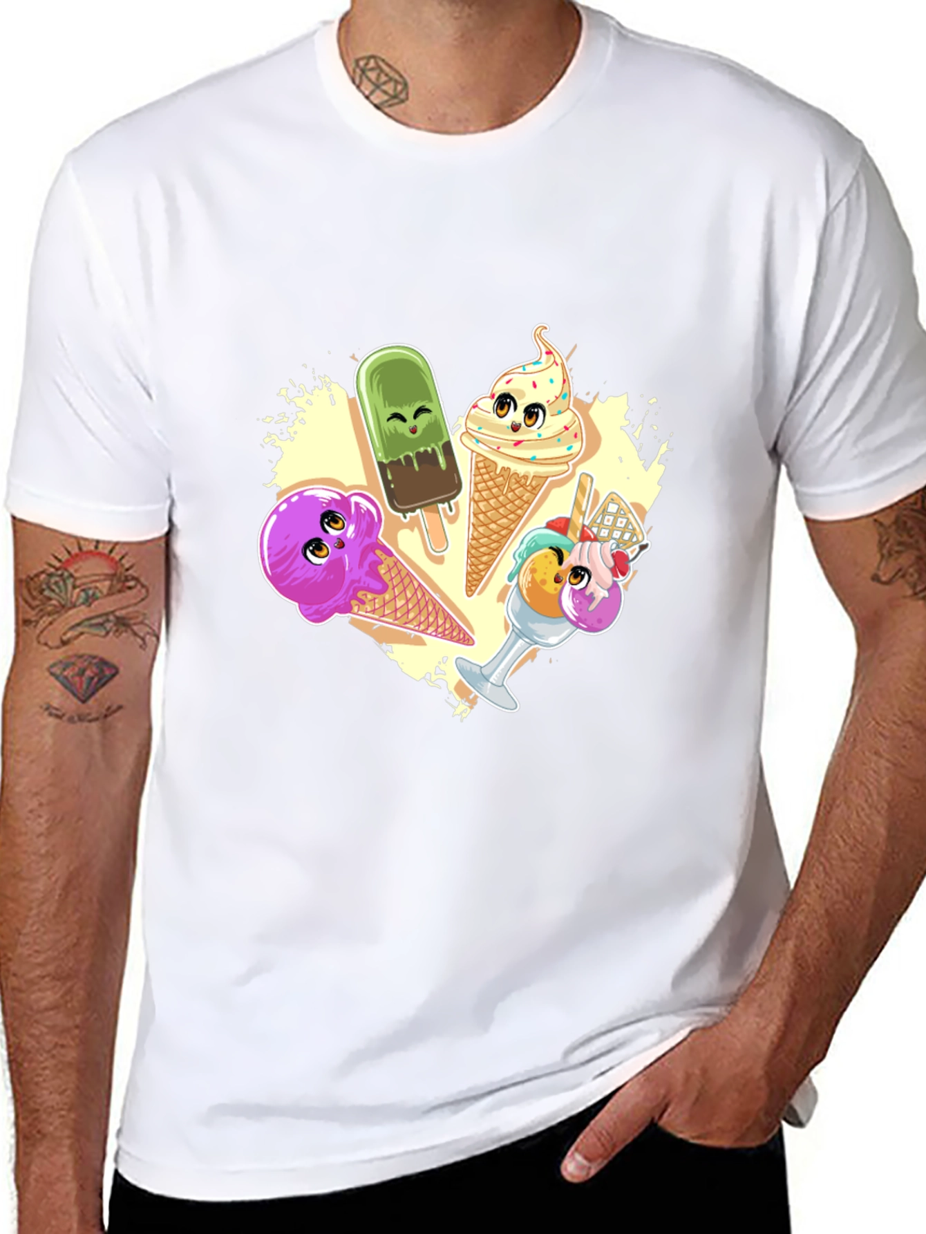 Cute Cartoon Ice Cream Graphic T-Shirt