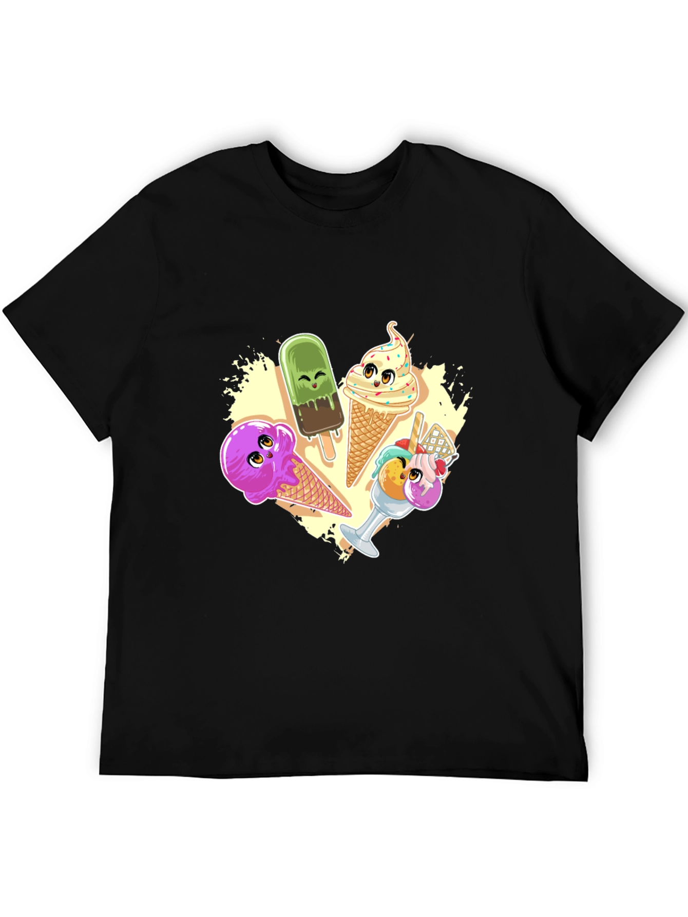 Cute Cartoon Ice Cream Graphic T-Shirt