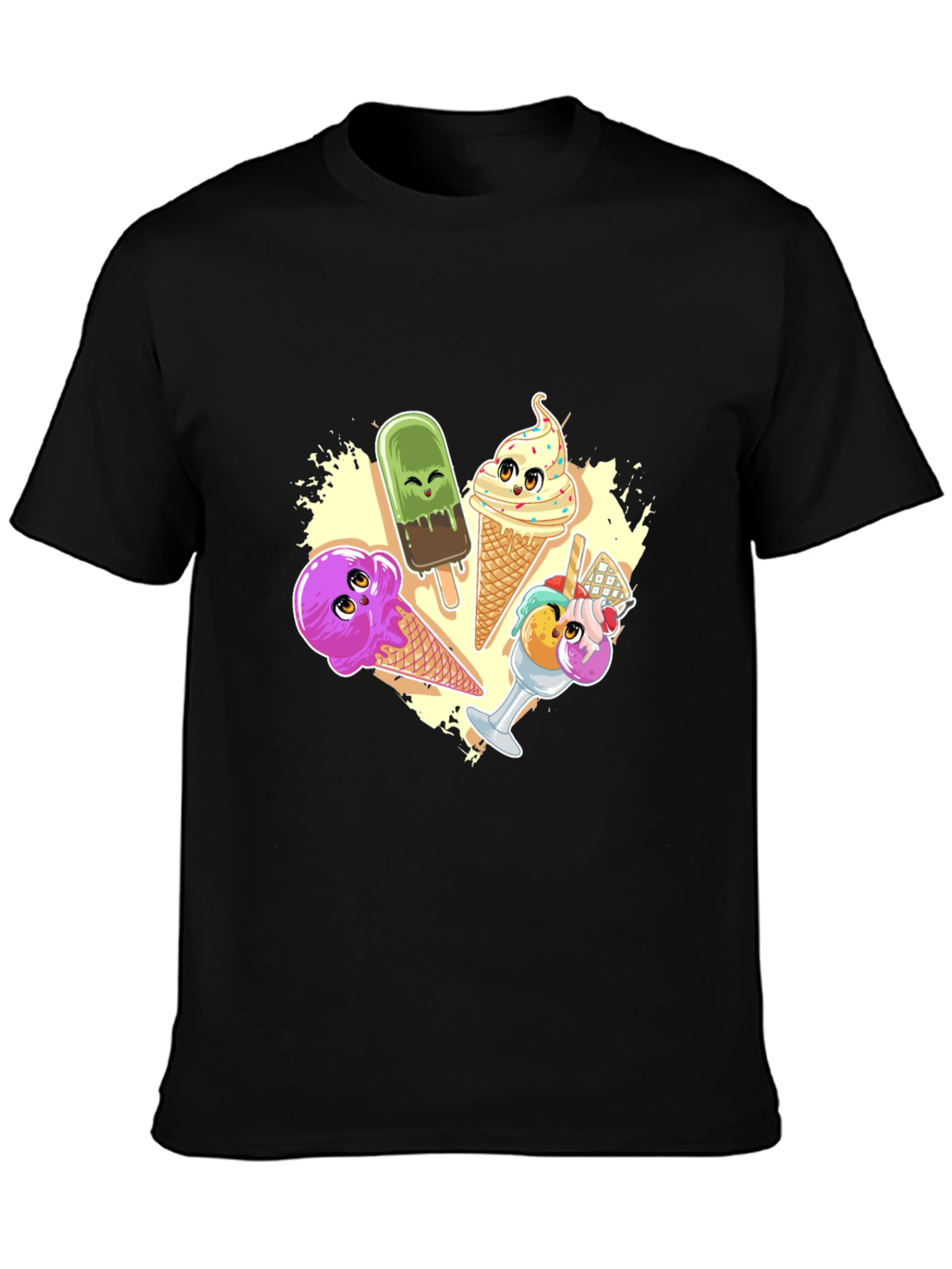 Cute Cartoon Ice Cream Graphic T-Shirt
