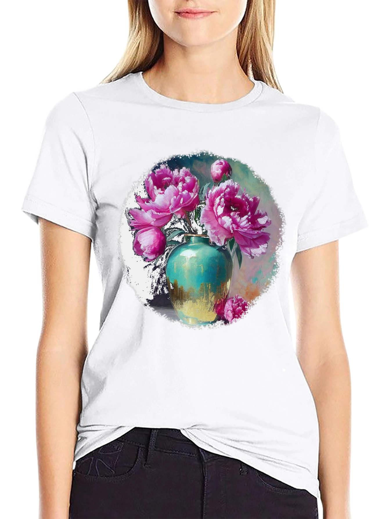 Floral Vase Graphic Tee - Unique Style