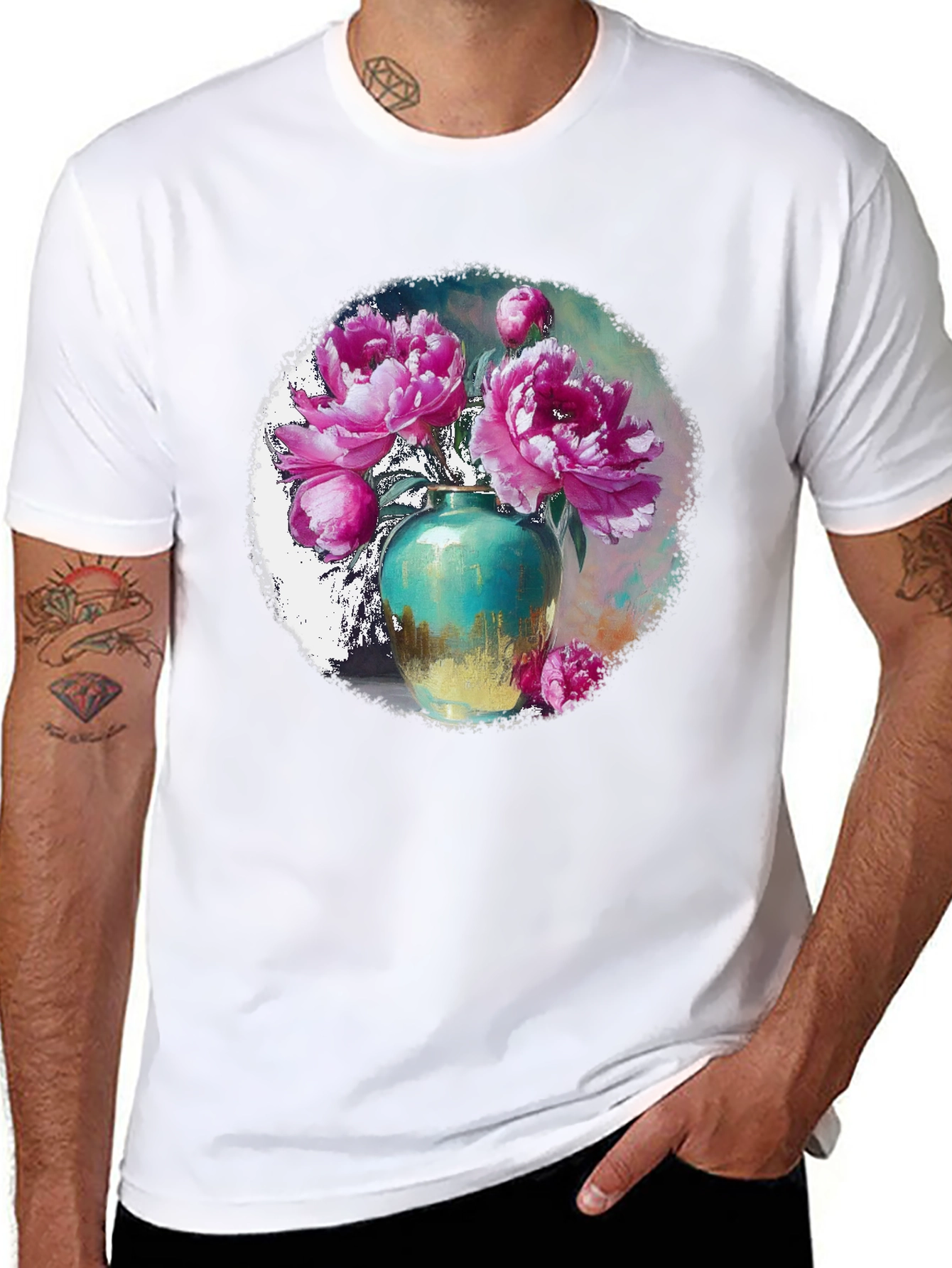 Floral Vase Graphic Tee - Unique Style