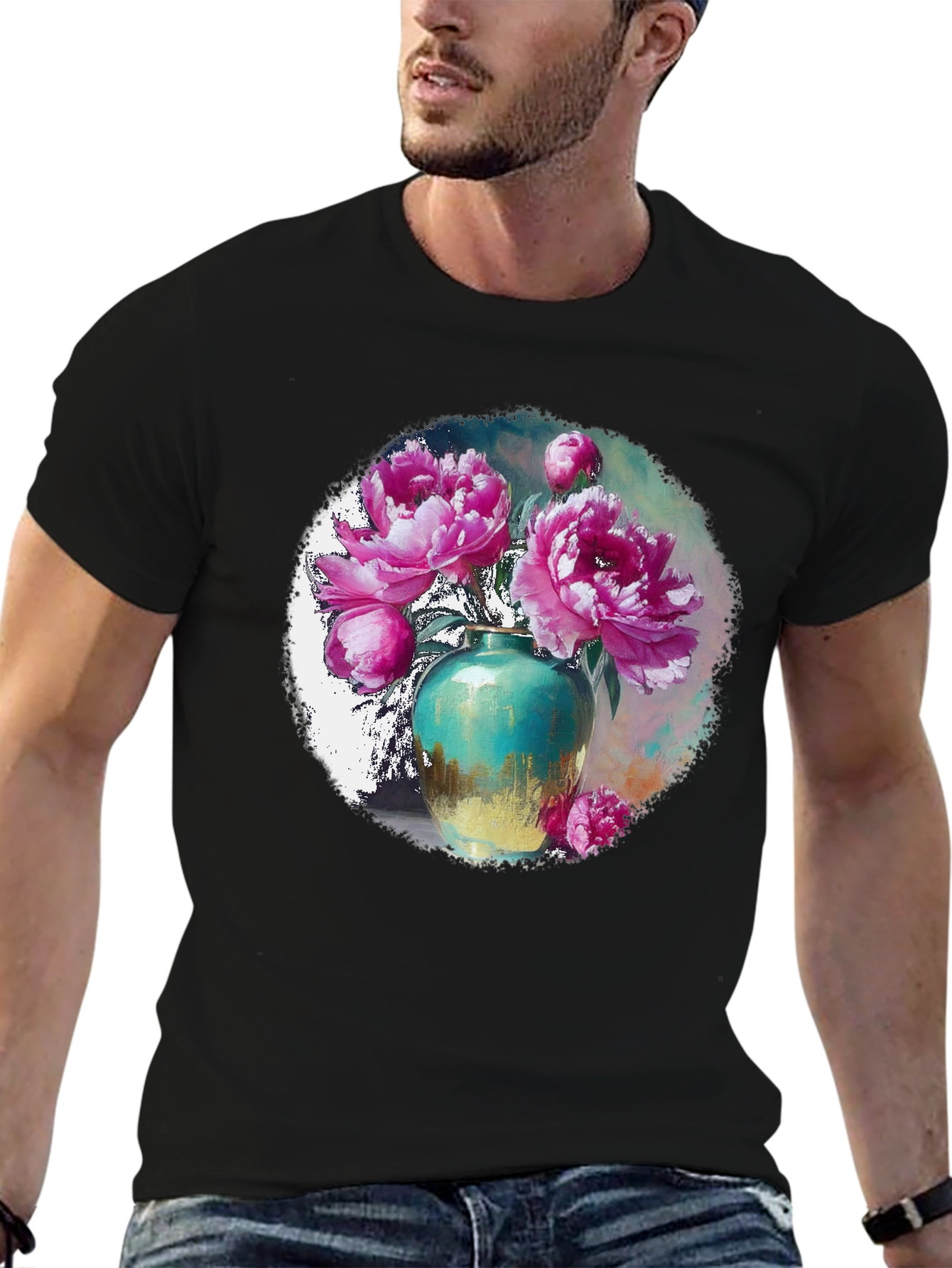 Floral Vase Graphic Tee - Unique Style