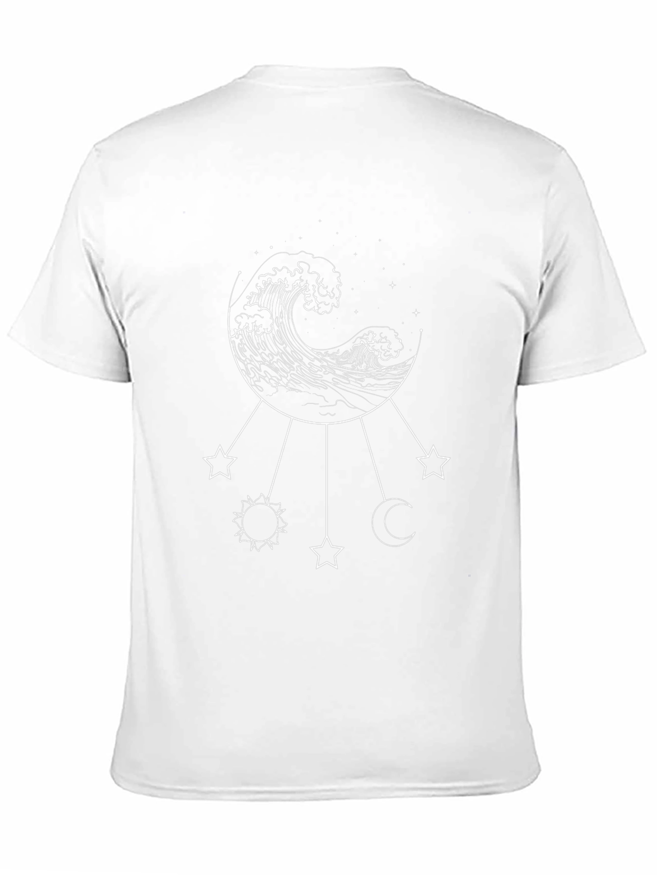 Ocean Wave & Celestial Charm T-Shirt - Black