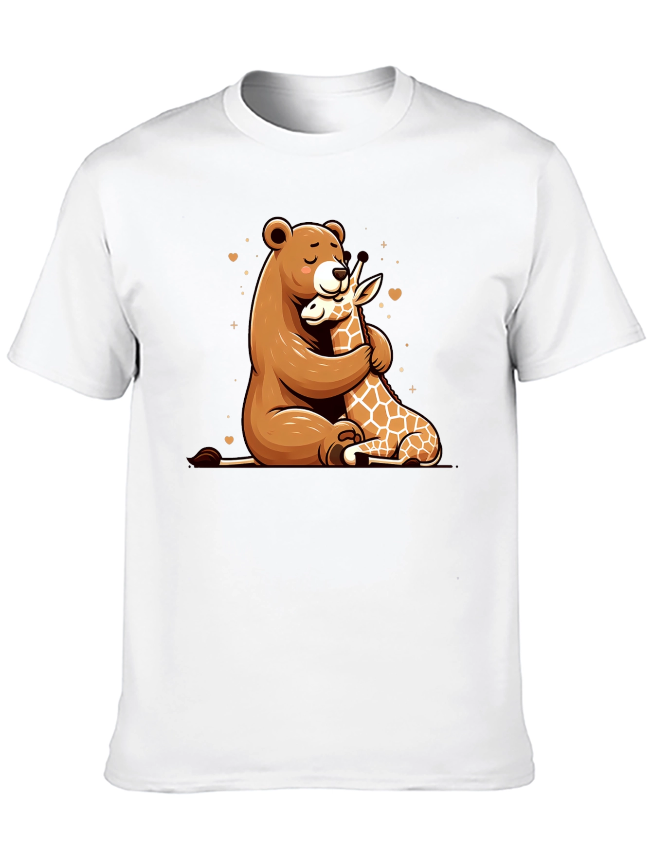 Bear and Giraffe Hug Black T-Shirt