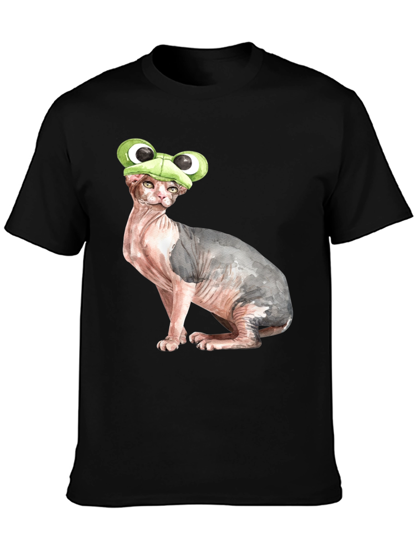 Frog Hat Cat T-Shirt Funny Animal Tee
