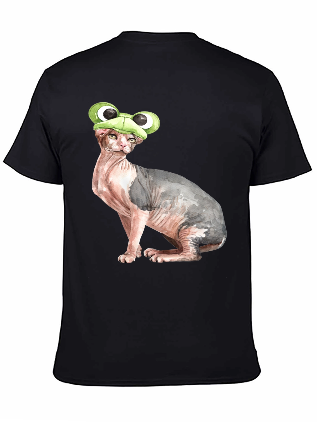Frog Hat Cat T-Shirt Funny Animal Tee