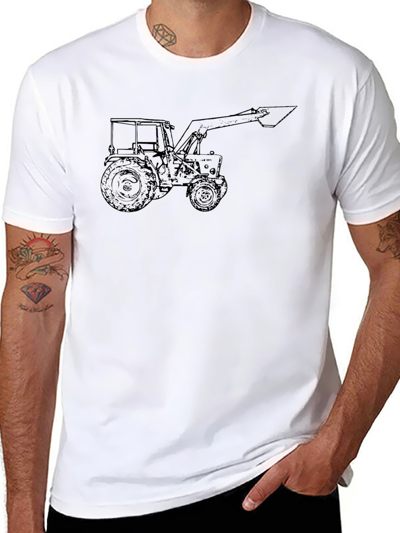 Tractor Graphic Tee - Black Cotton