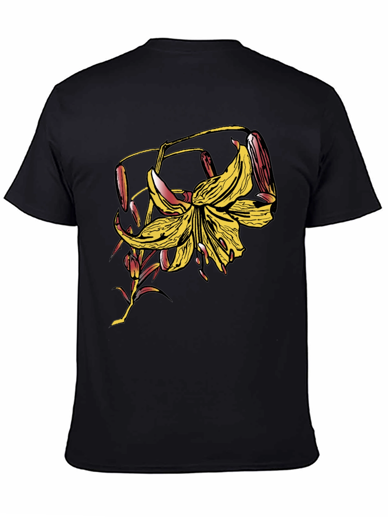 Floral Graphic Print Black T-Shirt