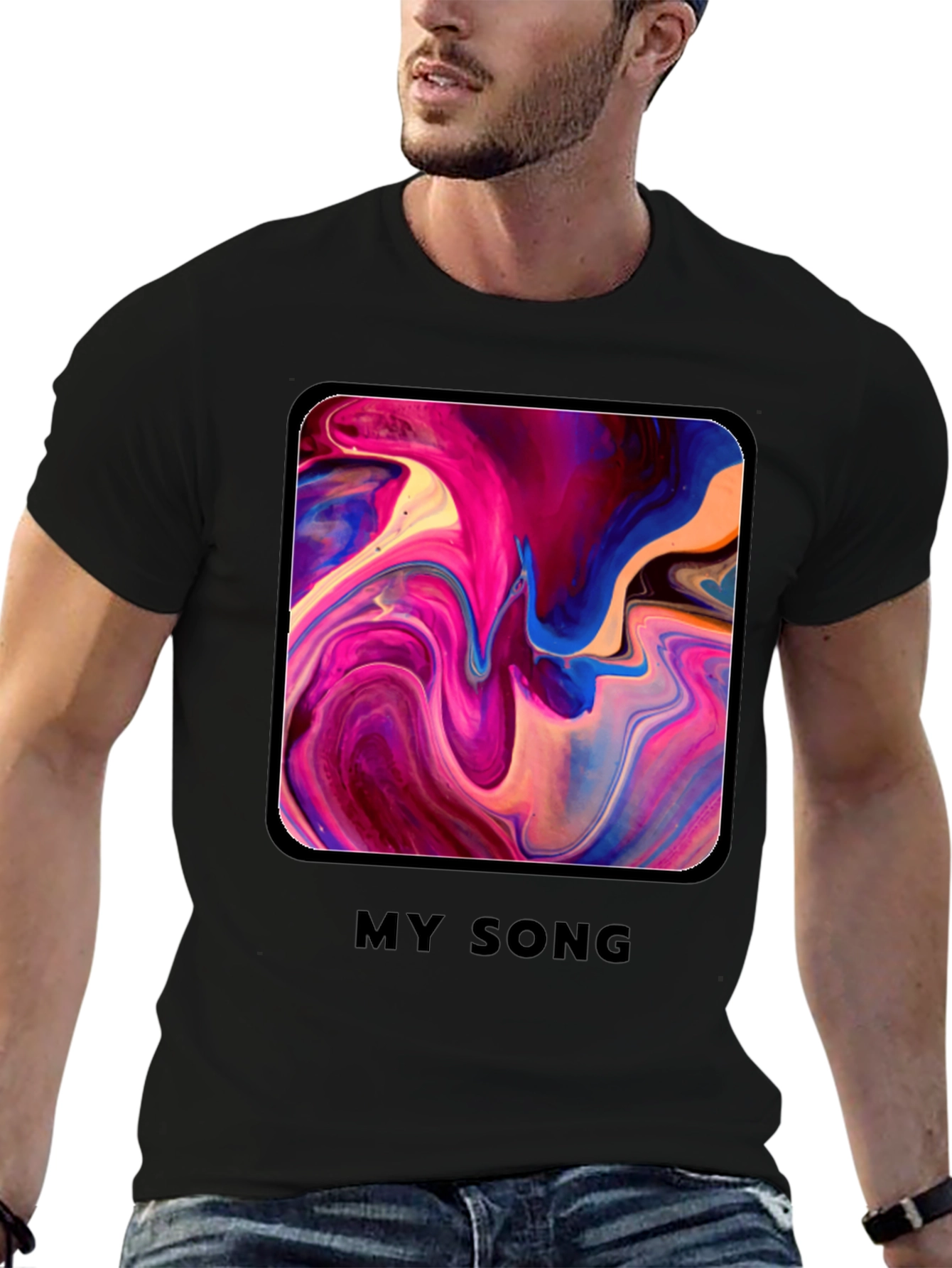 Abstract Art My Song Graphic Tee - Modern Print