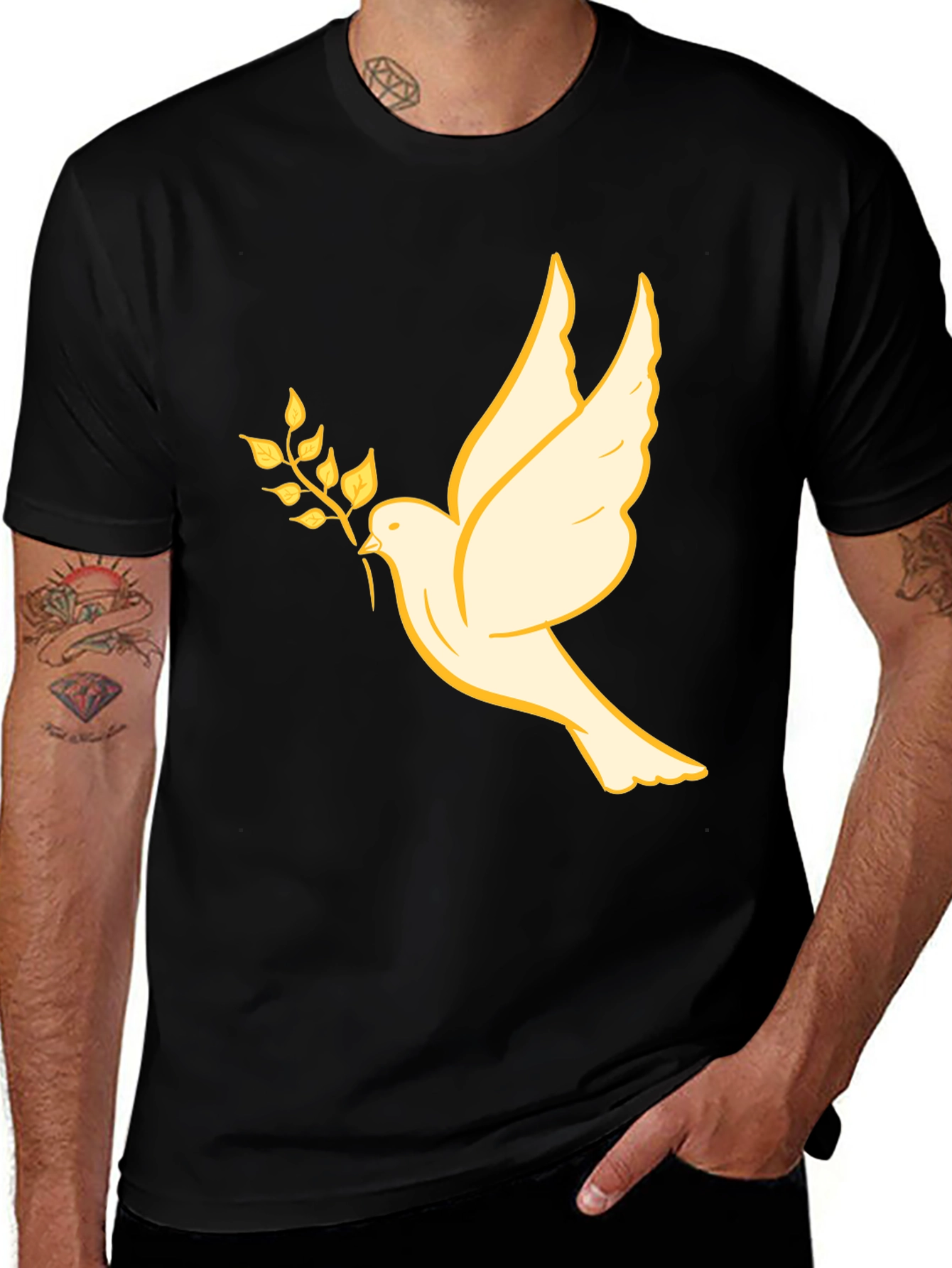 Dove Olive Branch Graphic Tee - Black