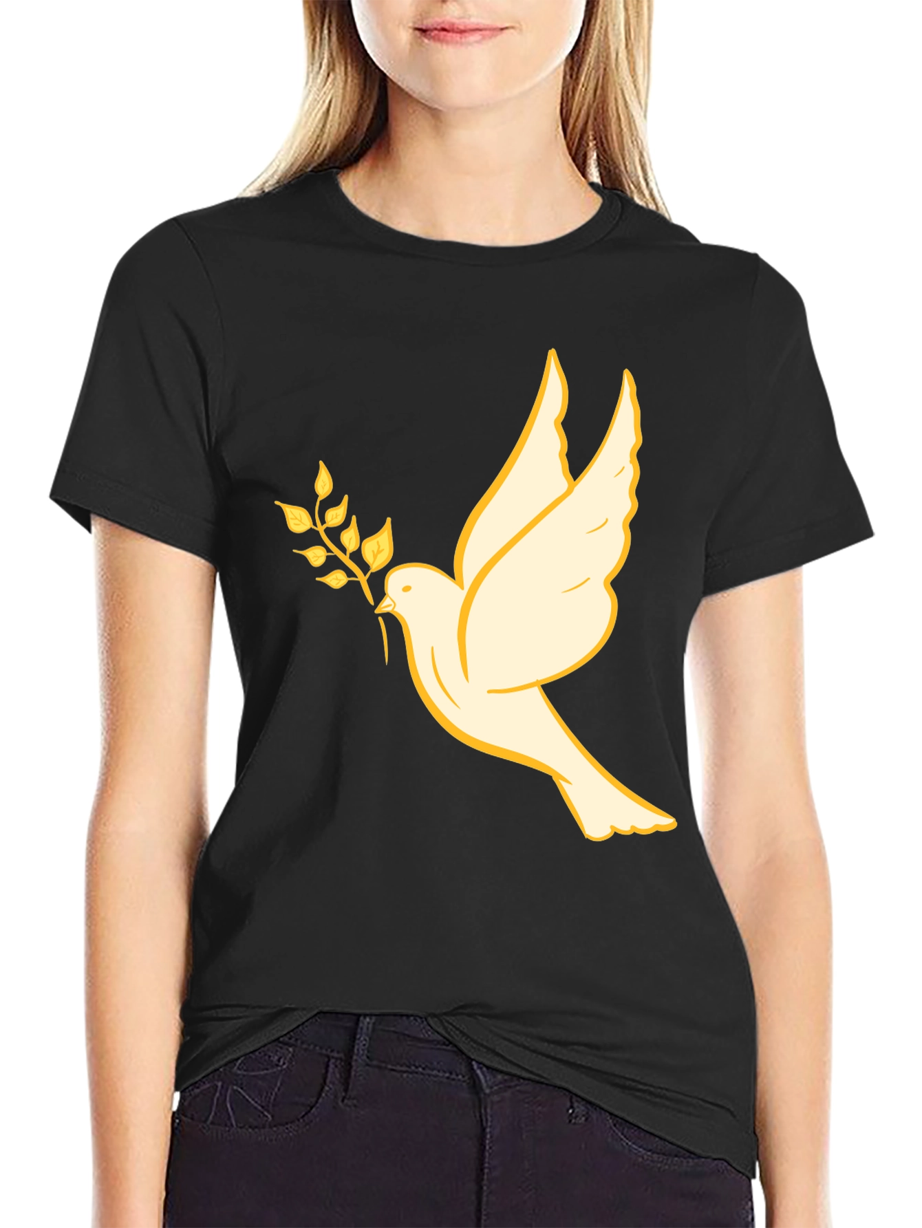 Dove Olive Branch Graphic Tee - Black